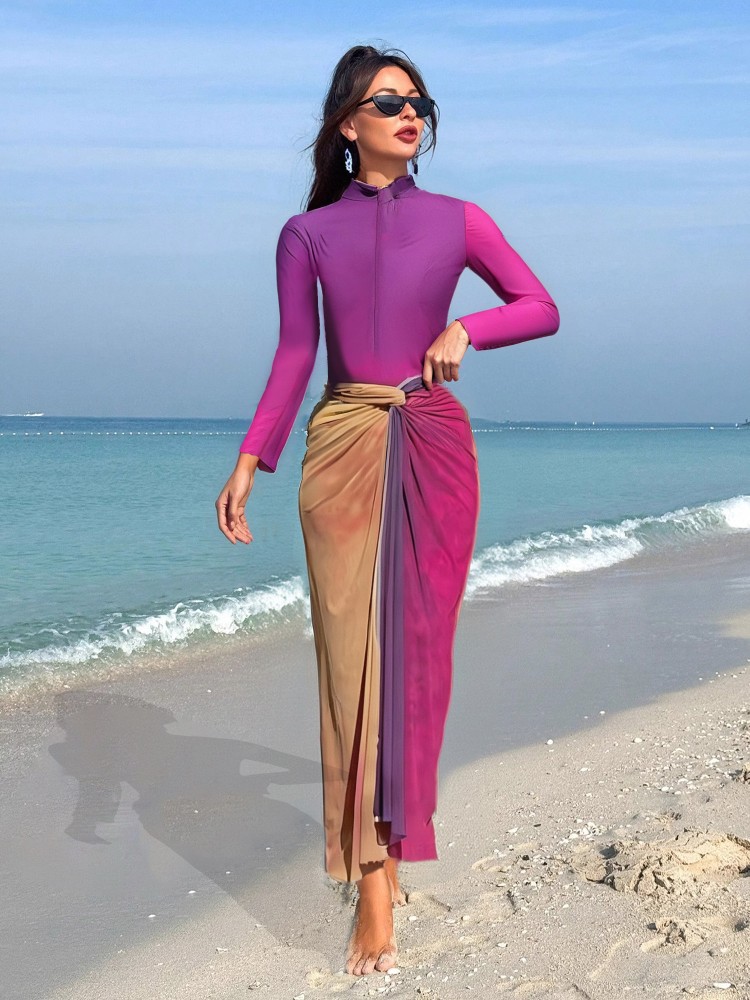 Middle Eastern Style Long-Sleeved Trousers Swimsuit For Beach Sports(3Piece Set)